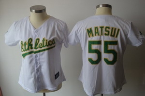 women oakland athleticss 55 matsui white jersey women oakland athleticss 55 matsui white jersey
