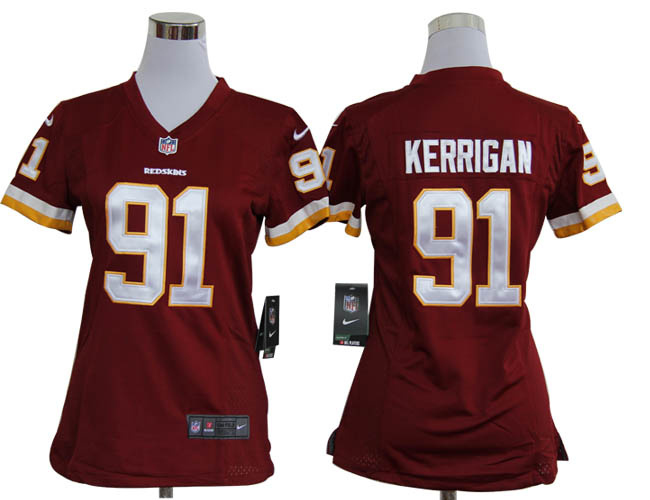women washington red skins 91 kerrigan authentic game jerseys