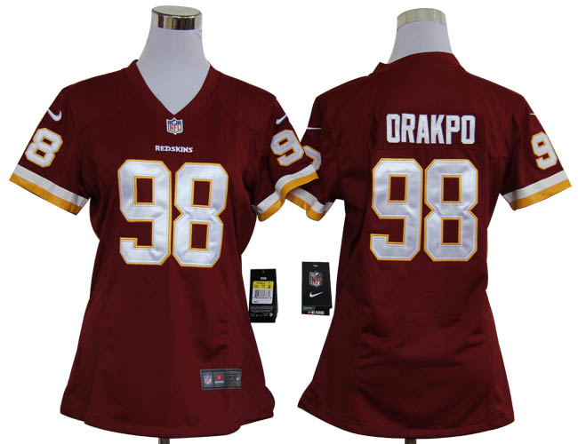 women washington red skins 98 orakpo authentic game jerseys
