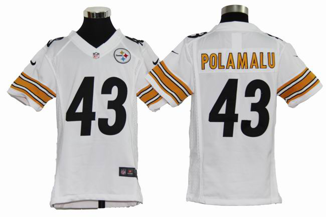 youth NEW nfl pittsburgh steelers 43 troy polamalu white jerseys