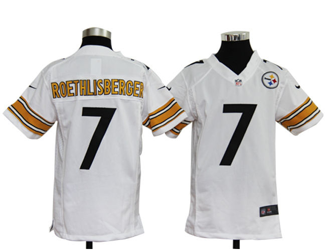 youth NEW nfl pittsburgh steelers 7 ben roethlisberger white jerseys
