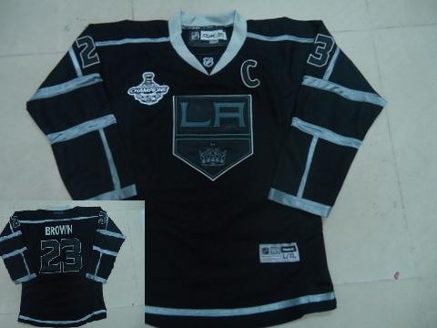 youth los angeles kings 23 brown jersey premier black champions patch 2012 youth los angeles kings 23 brown jersey premier black champions patch 2012
