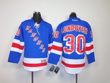 youth nhl new york rangers #30 lundqvist lt.blue