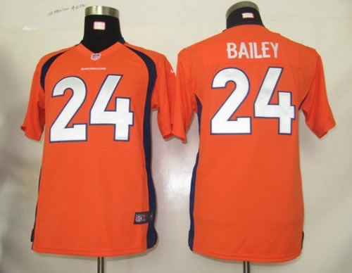 youth NEW denver broncos 24 champ bailey orange jerseys