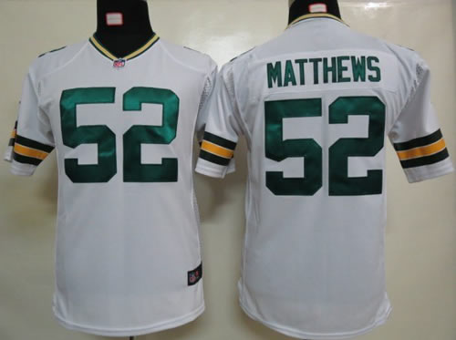 youth NEW green bay packers 52 clay matthews white jerseys