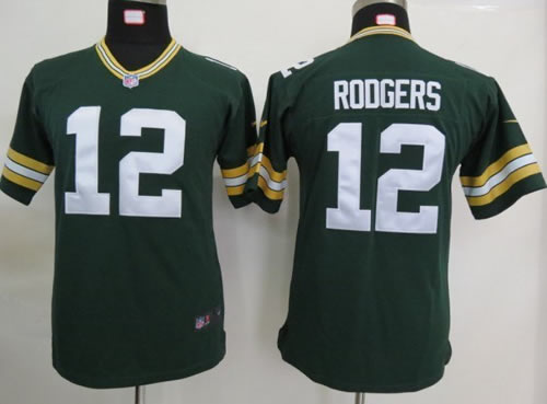 youth NEW nfl green bay packers 12# aaron rodgers green jerseys